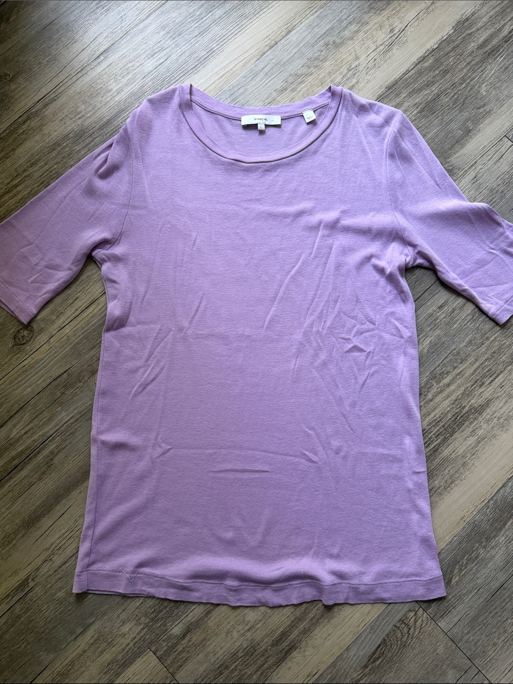 Vince Lavender Short-Sleeve Crewneck Top